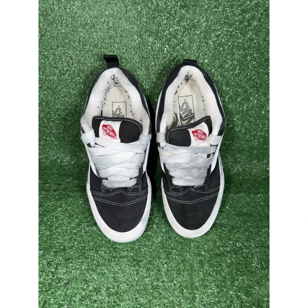Vans Knu School Women Size 8 Black White Casual Skate Shoes Chunky Logo Sneakers